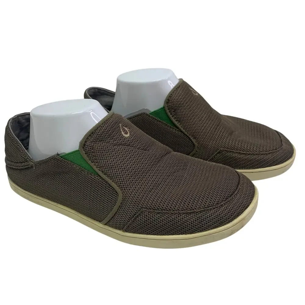 OluKai Mens 8.5 Nohea Mesh Brown Sneakers Slip On Collasible Heel Shoes Brown